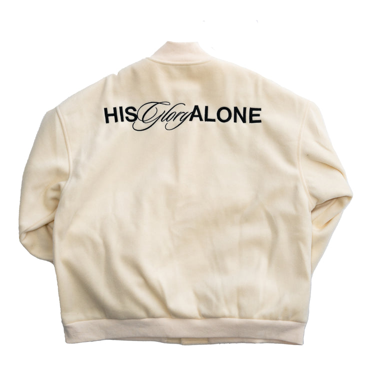 His Glory Alone Letterman Jacket (All Cream)