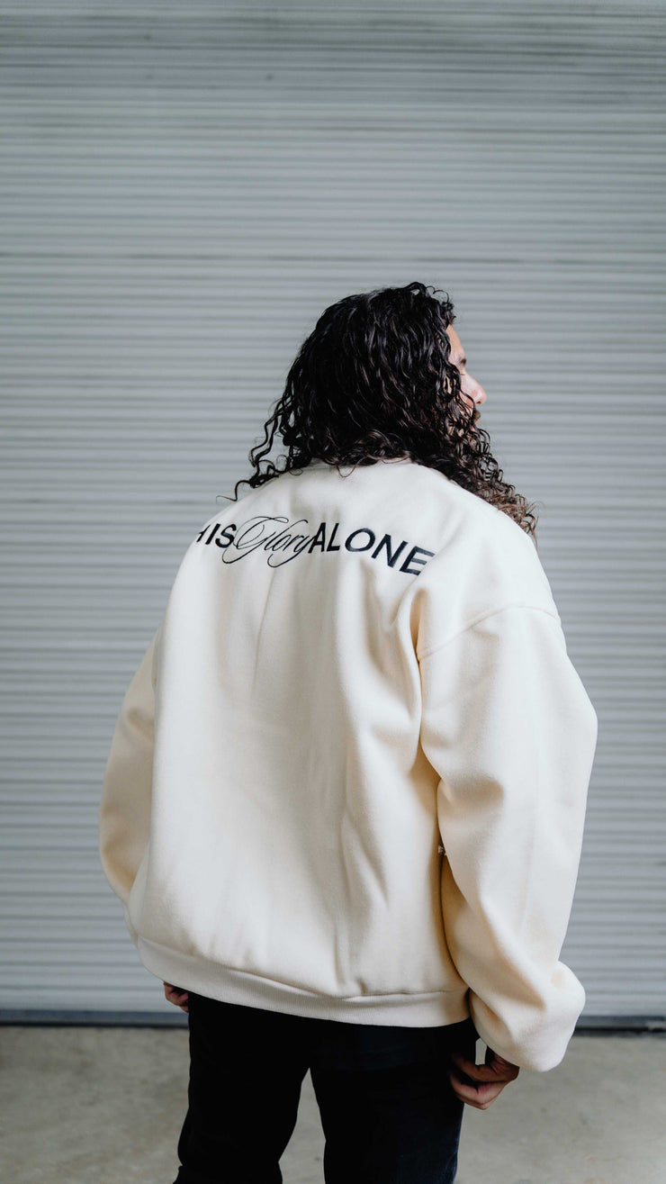 His Glory Alone Letterman Jacket (All Cream)