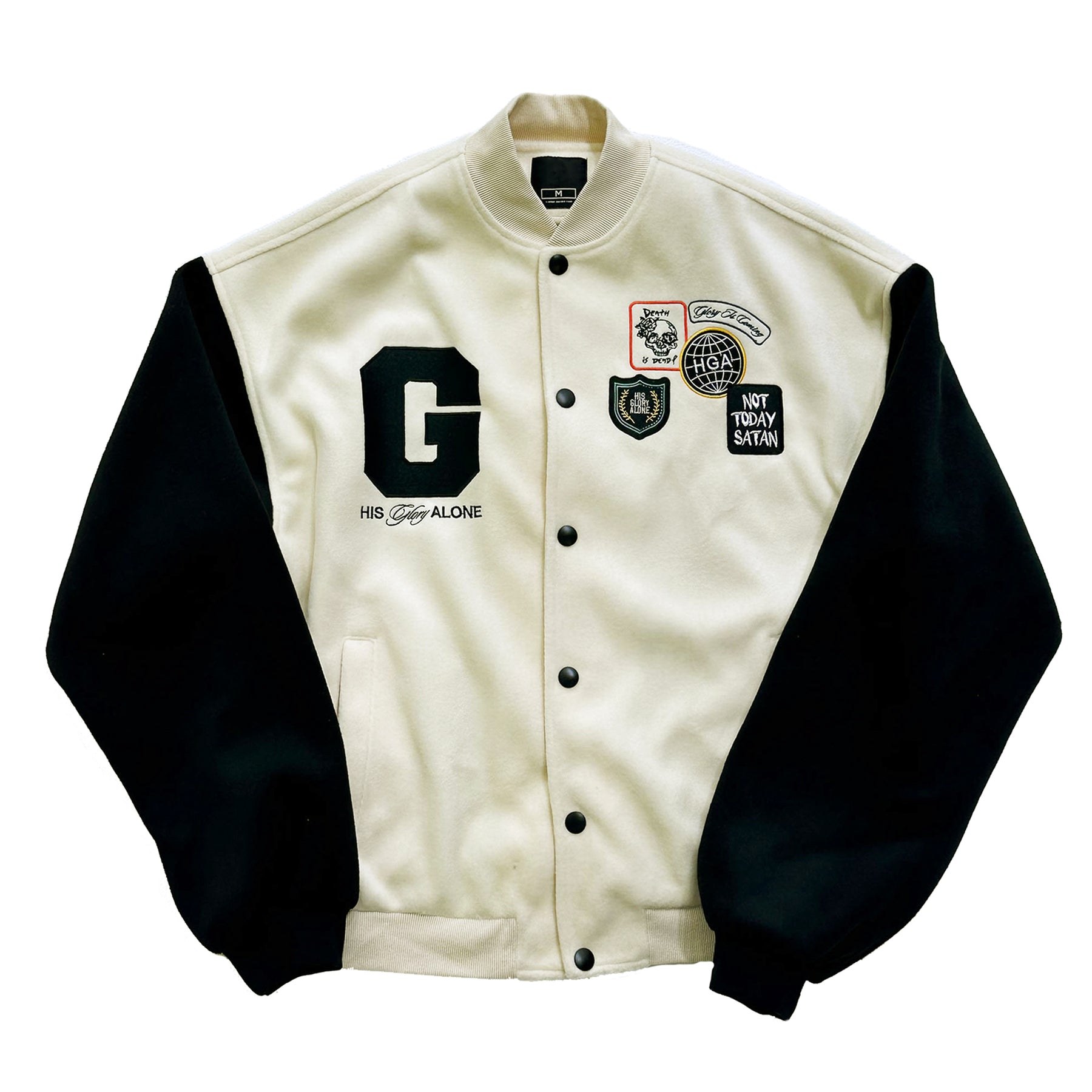 Black White M Letterman Varsity Jacket - Maker of Jacket